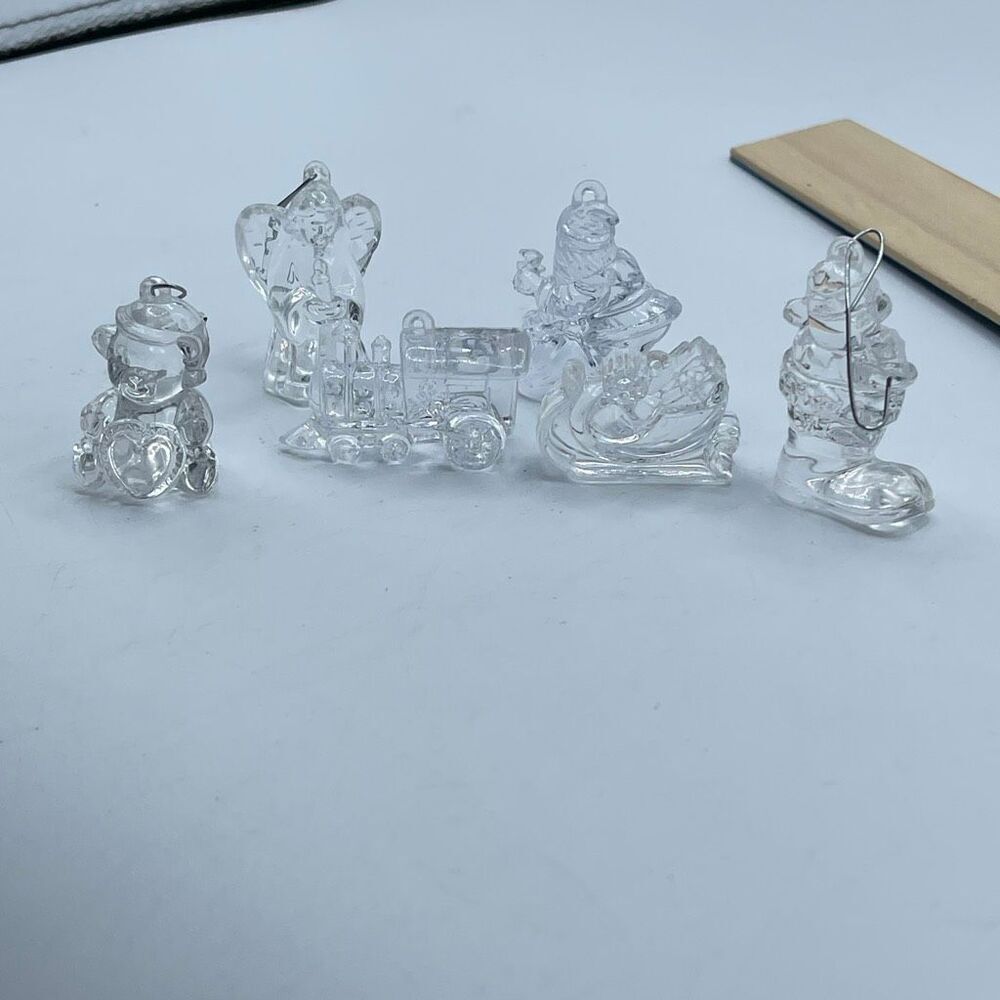 Vintage lot of 6 acrylic faux crystal 2” ornaments